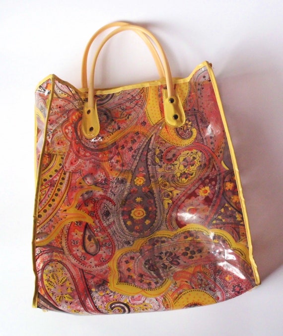 Vintage Paisley Clear Plastic Tote Bag