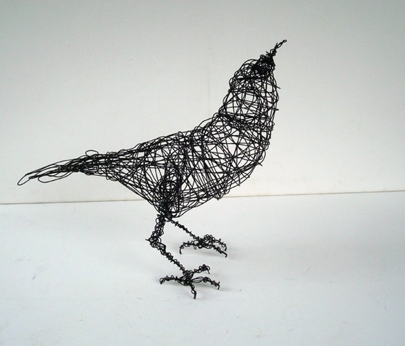 CROW Looks UP Life Sized Original Handmade Wire Bird