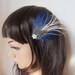 Electric Blue feather Barrette fascinator hair clip