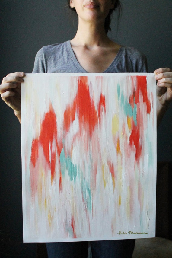 16x20 Abstract Ikatinspired Painting on Unstretched Canvas.