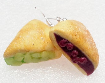 Apple and Cherry Pie Earrings. Polymer Clay.