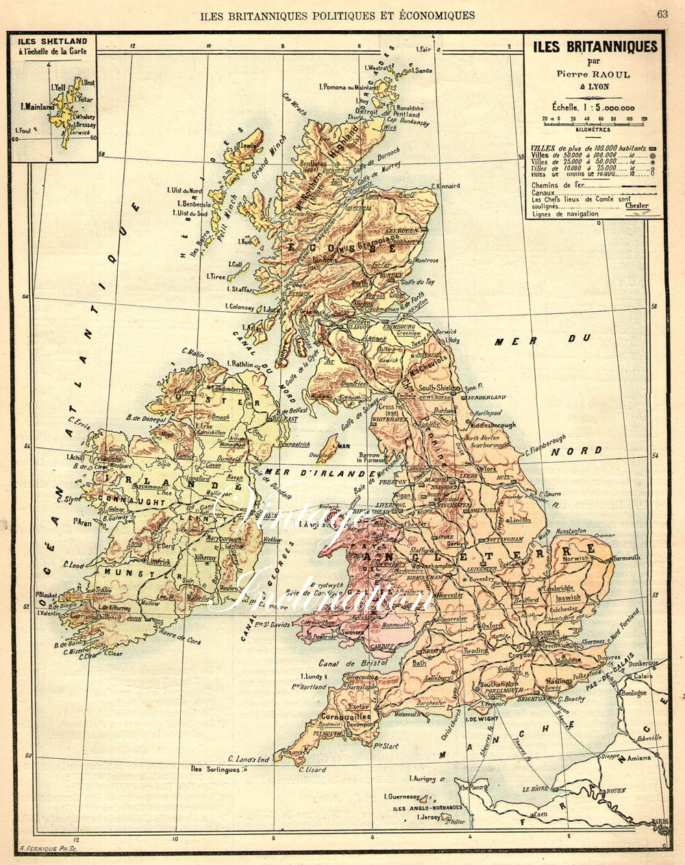 Vintage 1906 Map UK United Kingdom Great by VintageInclination