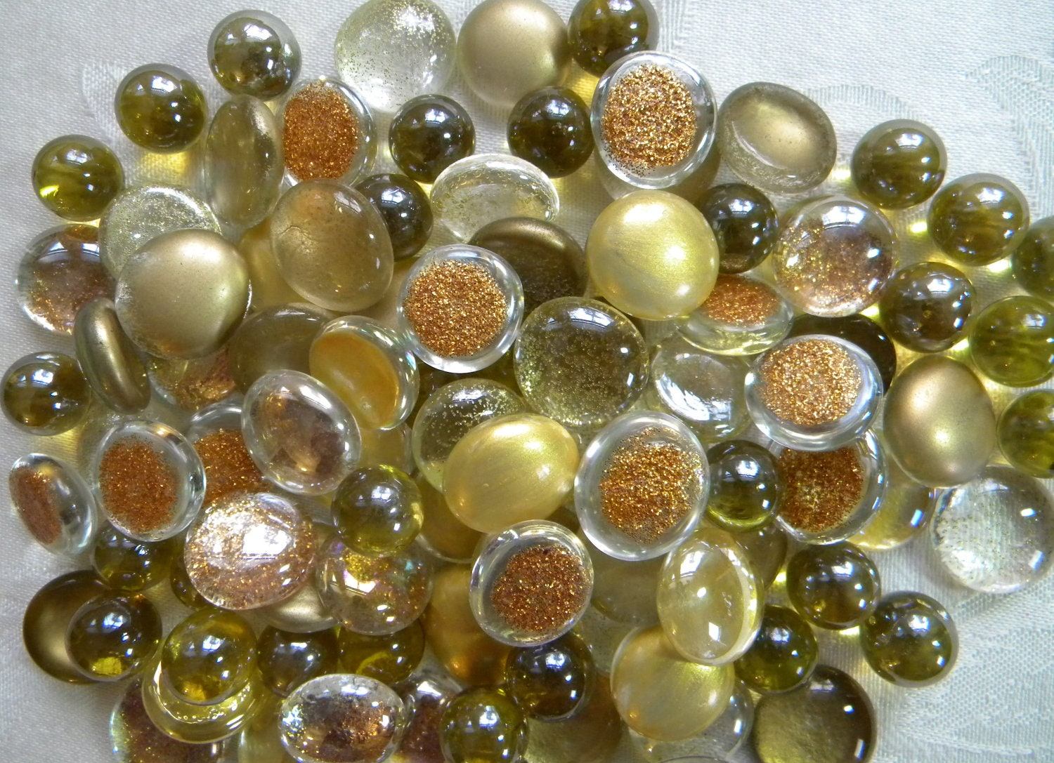 100 Glass Gems GOLD MIX Wedding/Floral/Candle Displays