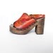 70s Red Rose wooden platforms hand tooled