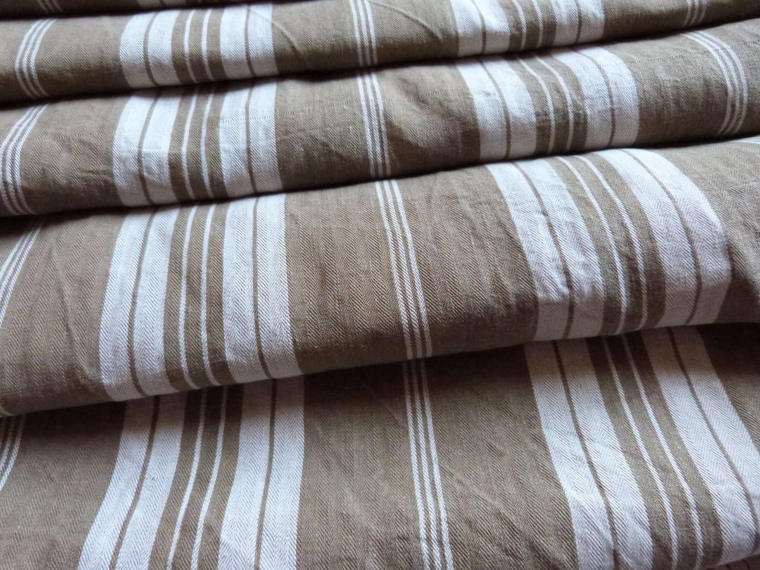 Vintage linen mattress ticking French ticking stripe fabric