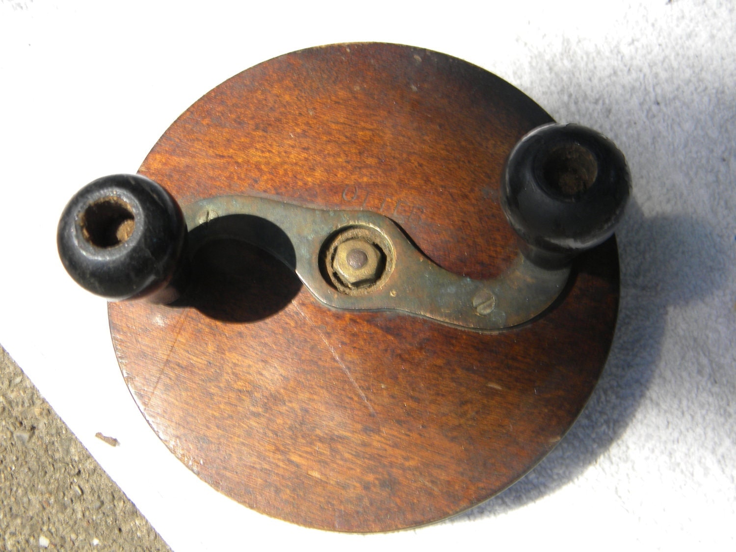 antique vintage wood wooden OTTER FISHING REEL ball bearing