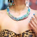 Stunning Braided Neon Crystal, Rainbow Thread Wrapped Bib Necklace