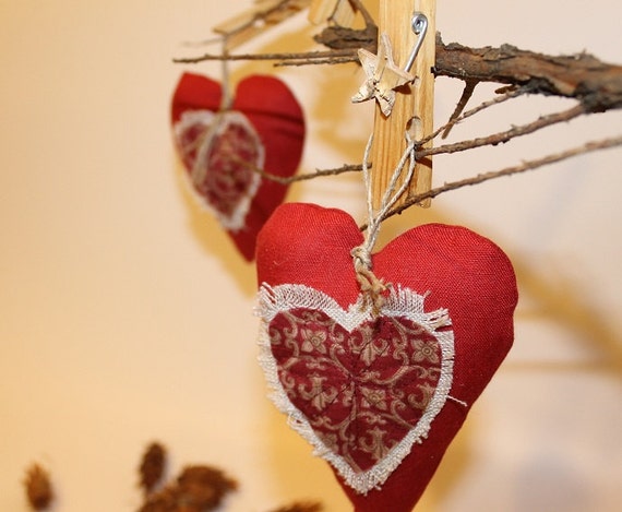 Items similar to Wedding decor handmade heart Primitive Canvas ...