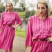 5-20 DOLLAR SALE //// Vintage 1970s Plum Fuchsia Striped Button Down Dress