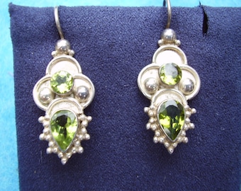 Vintage Sterling Silver Peridot Earrings