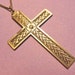 Vintage Pewtertone Etched Cross Pendant with Neckchain