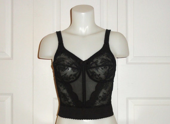 Items Similar To Vintage Longline Bra Sky Bali Bow Bra Bustier Corset 36b Black Lace And Mesh On Etsy 5929