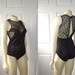 70s Vintage Teddy Lingerie Black Illusion Cut Lace & Nylon Satin Jolie Two SeXXXy XS