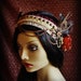 Tribal Fusion Headdress- Raspberry Tart- Steampunk, Brass, Cruelty Free Turkey Feathers