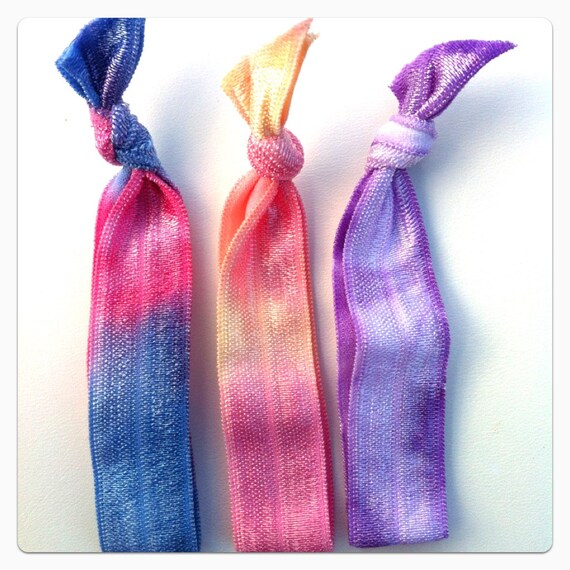 Handmade Tie Dye Fold Over Elastic Hair Ties