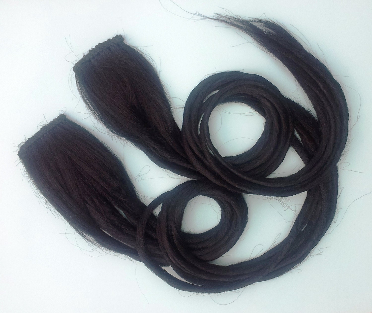 Hand Wefted Clip in Dread Hair Extension x 1 Jet Black 18 - 21 inches Made To Order