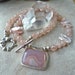 Reserved for Lindsay - Laguna Agate Pendant - Strawberry Sunstone Pink Biwi Pearl - Elegant Wedding Pink Artisan Heart Necklace Bracelet