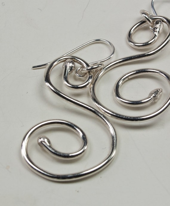 Fine Silver Dangle Earrings Coiled