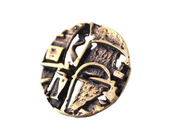 Modernist Finland Vintage Jorma Laine Bronze Mosaic Ring 1970s Turun Hopea Nordic Scandinavian