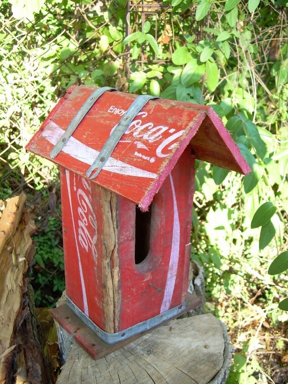 Recycled Repurposed Vintage Wooden Coca Cola Crate Birdhouse