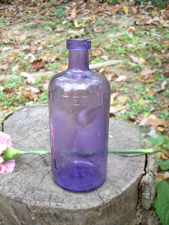 Antique 1900's Amethyst Purple Lamberts Listerine Bottle