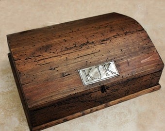 Personalized Rustic Jewelry Box with removable tray and secret compartment.
