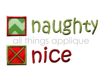 Naughty or Nice - Christmas Applique Designs - 2 Designs - 3 Sizes - INSTANT DOWNLOAD