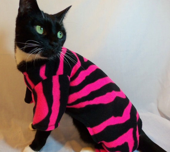 Cat Clothes Hot Pink And Black Tiger Striped By Rockindogscoolcats