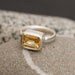 Citrine Ring - Emerald Cut Citrine set in Recycled Sterling Silver - Made to Fit and Free Shipping
