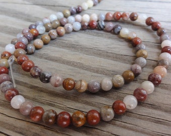 Bamboo Agate Beads - 4mm Round Smooth - Full or Half Strand