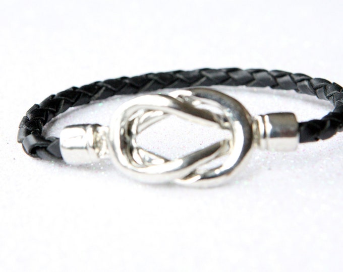 Mens Womens Leather Bracelet - Braided Leather Magetic Clasp