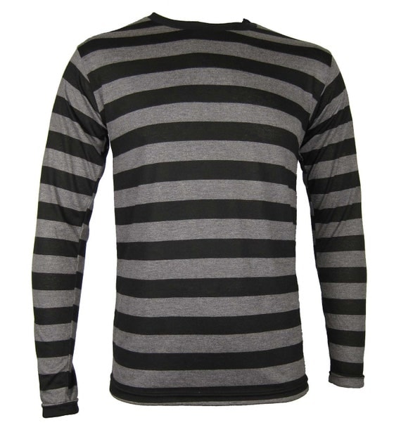 Items similar to Long Sleeve Black & Charcoal Grey Striped Shirt on Etsy