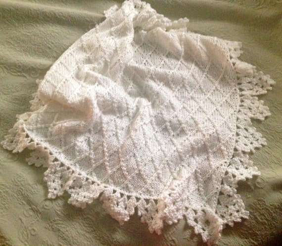 Hand knit baby blanket in diamond pattern with by DarellaBaby