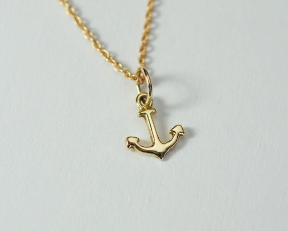 Anchor Necklace in Solid 14K Gold by ShopEliAndLeah on Etsy