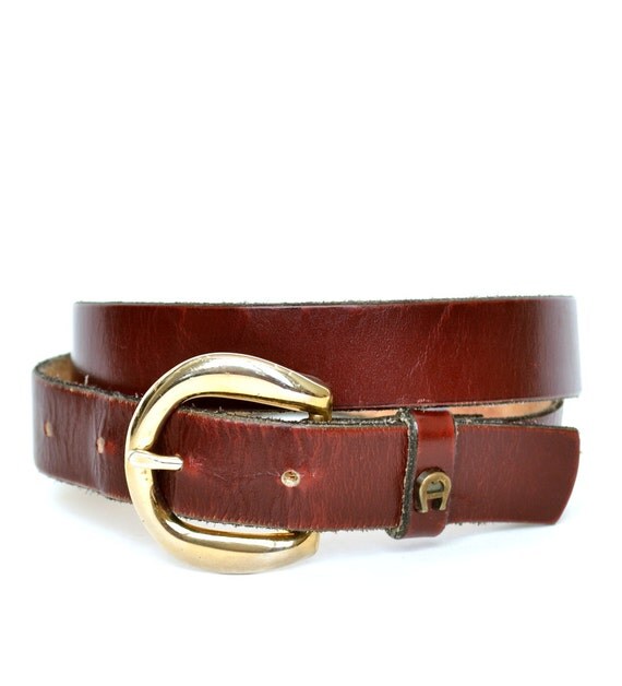 FREE SHIPPING Vintage 80s Etienne AIGNER Wine Leather Belt S M