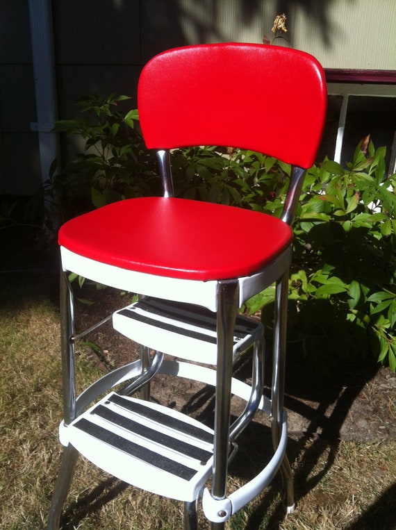 Red and White Kitchen Stool