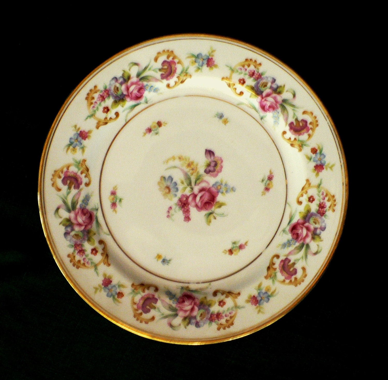 China Plate SGK Occupied Japan Rose Floral Gold Leaf
