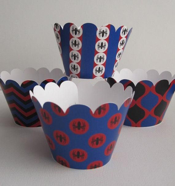 12 Spiderman 1 Standard Cupcake Wrappers Il_570xn