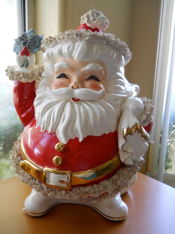 Large Vintage Ceramic Santa with Spaghetti Napco 14 inches