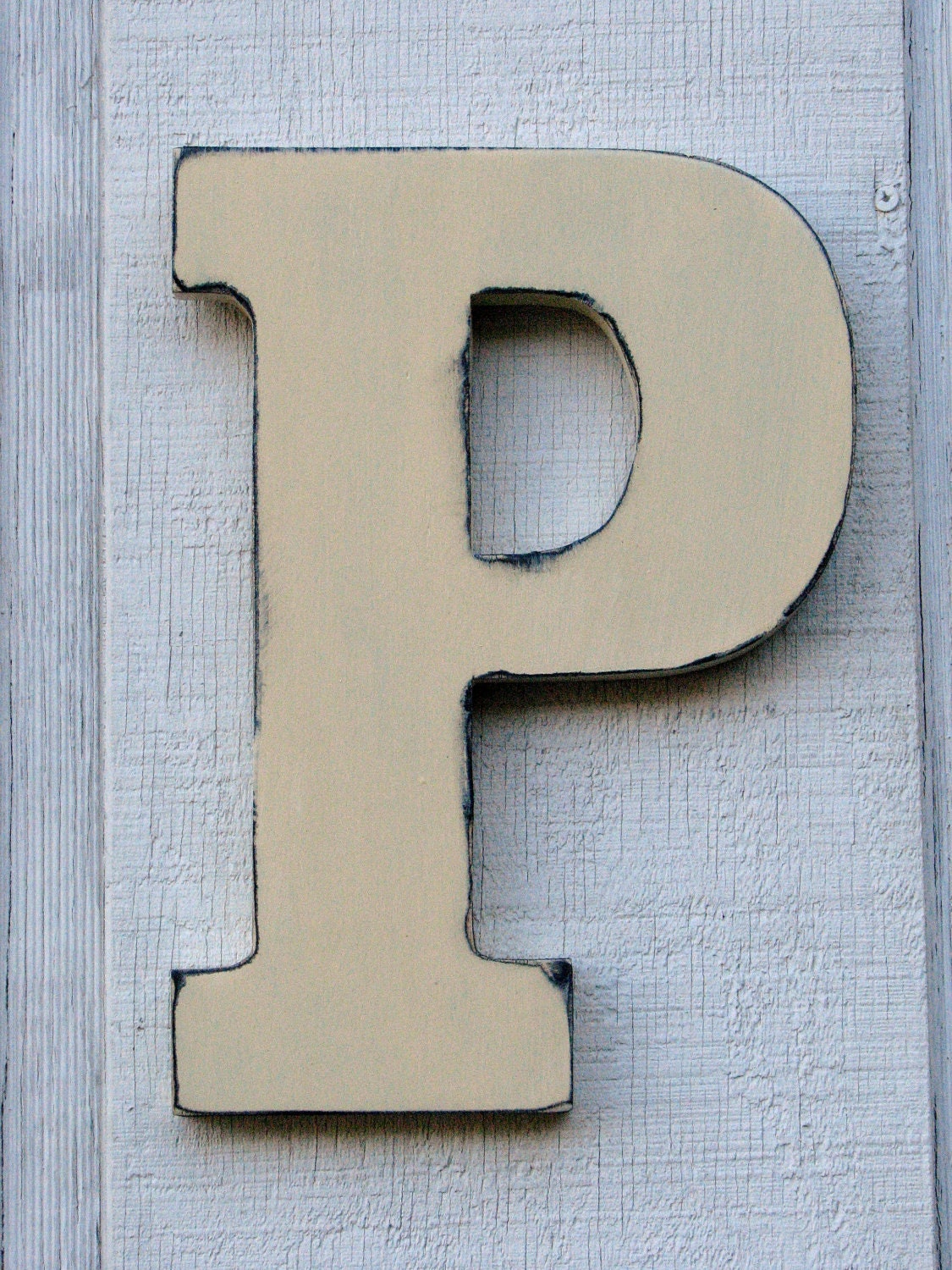 Rustic Large Wooden Letter P Distressed Painted