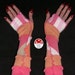 Cotton Candy Arm Warmers Fingerless Gloves Upcycled Recycled Sweater Art Fairy Elf Pixie Coral Pink Orange Sherbert Carnival Fae Warmies