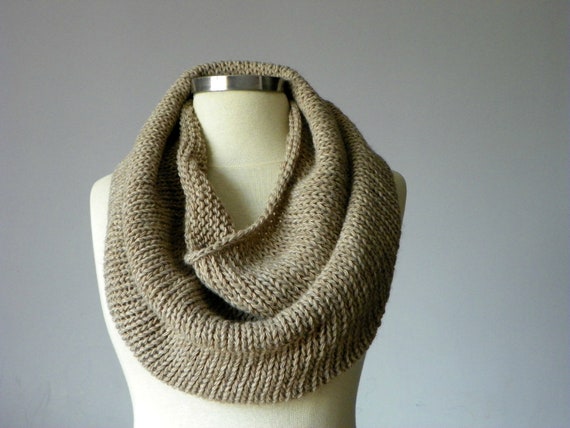 Knitting Cowl Scarf Neck Warmer Beige cool Handmade by yarnisland