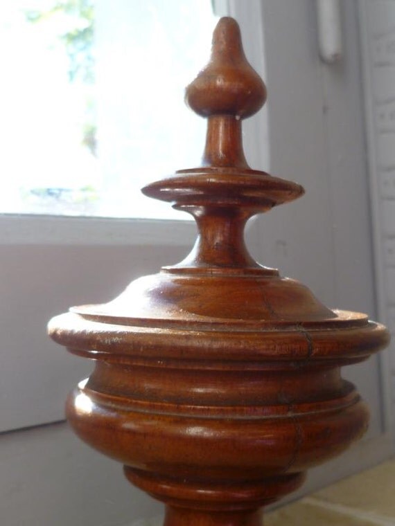 French Antique Staircase Newel Post Finial Walnut Shabby Chic