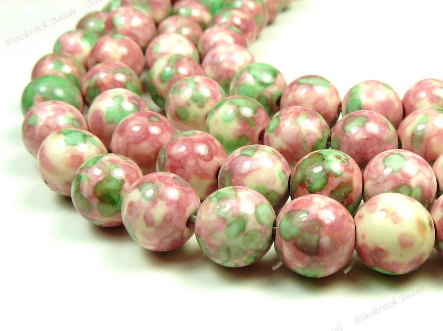 6mm Rain Flower Stone Ocean Jade Round Gemstone Beads 15.5