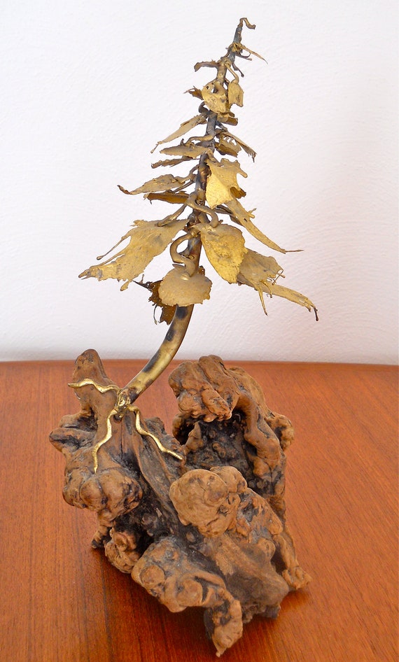 Items similar to Signed Ross Bendixen Burlwood and Metal Tree Sculpture