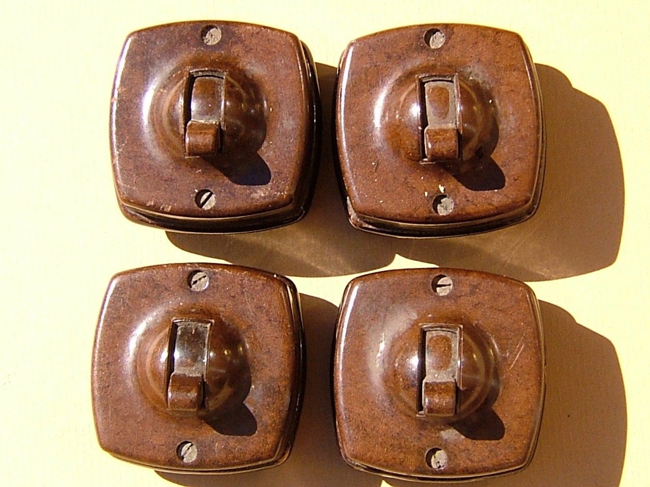 Four 1930s Bakelite Light Switches manufactured by BiminiCricket