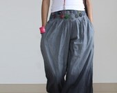 Gray Pants wide leg pants fashion skirt pants Linen pants