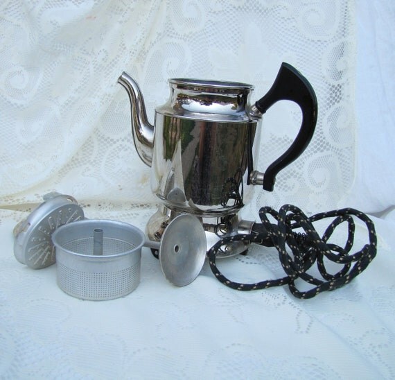 Antique Electric Coffee Pot Dover Table Percolator Chrome
