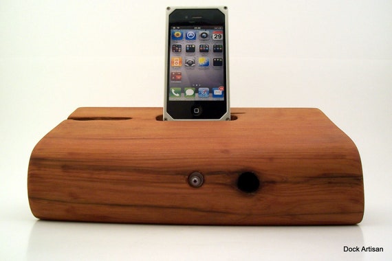 Reclaimed Red Wood Iphone 4 Speaker Dock Portable