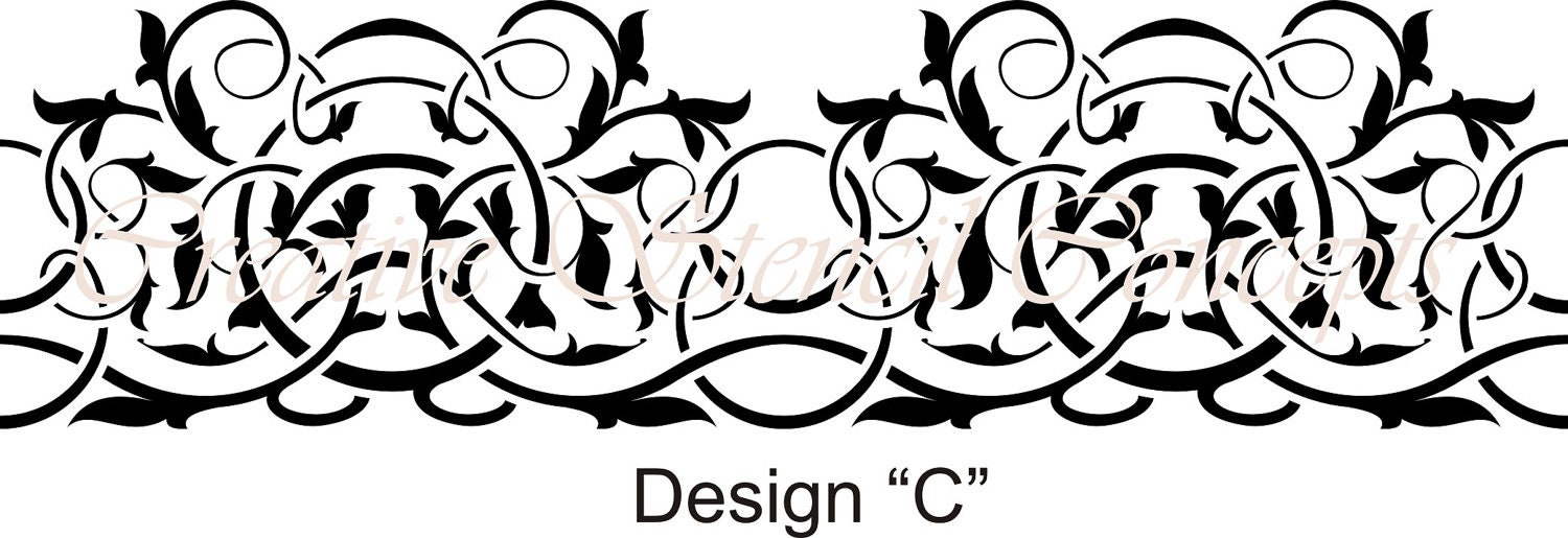 Traditional Victorian Floral Border Stencil by CreativeStencils